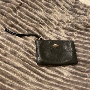 Coach Black Wristlet with Gold Accents